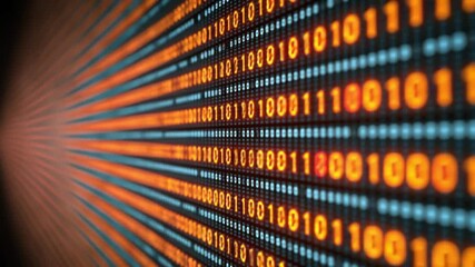 Flowing binary data stream representing digital information and technology - Powered by Adobe