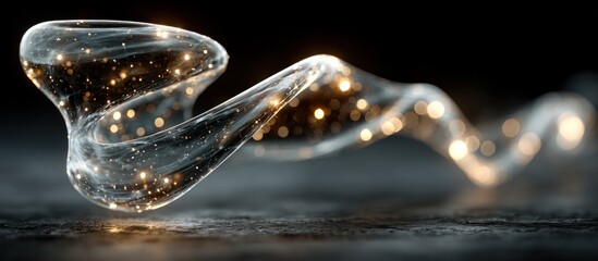 Glowing, ethereal ribbon of light with particle-like illumination