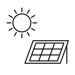 斜め向きの太陽光発電アイコン　白黒のベクターイラスト