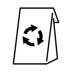 環境に優しいリサイクルマークがついたエコな紙袋のアイコン　斜め向きのベクターイラスト