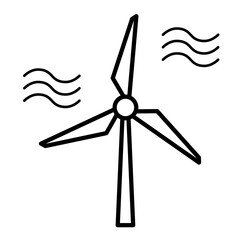 3枚ブレードの風力発電機アイコン　ベクターイラスト