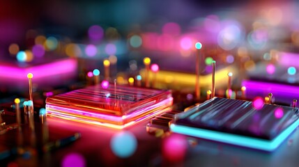 Future business technology background neon accents