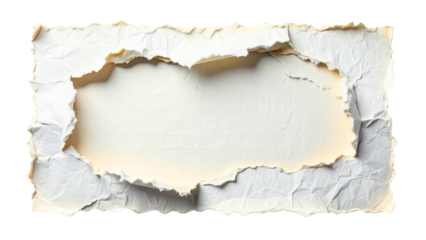 Torn paper texture blank message space with ripped edges on a transparent background for design element