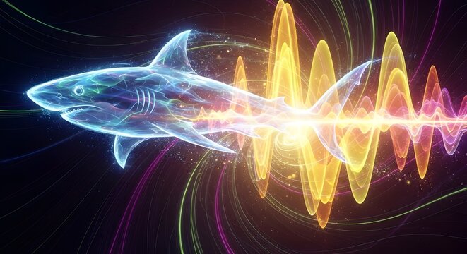 Colorful audio waveform energy animation with glowing sound pulses - Powered by Adobe