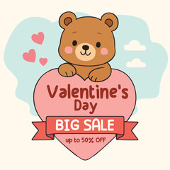 Fototapeta premium Happy valentine's day discount sale instagram or social media post template