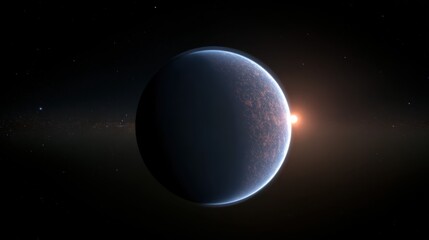 Stunning View of a Distant Planet Illuminated by a Glowing Star Against a Dark Cosmic Background