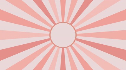Sunburst background radial rays light soft pink template frame.