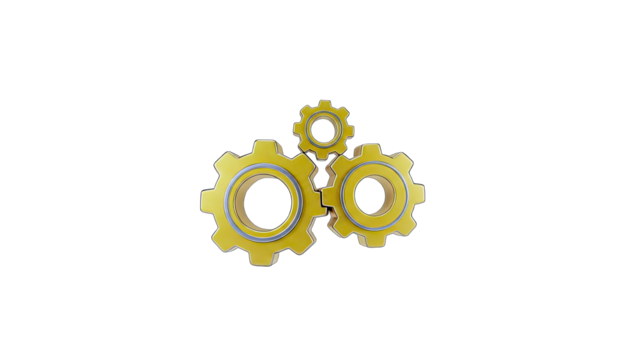 Yellow Gears Interlocking on White Background - Powered by Adobe