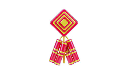 3D Rendered Firecracker Isolated on White Background