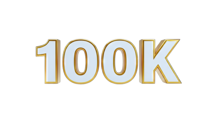 100K Number with Gold Border on White Background