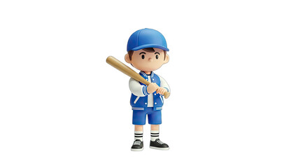 Baseball Player Holding Bat on White Background