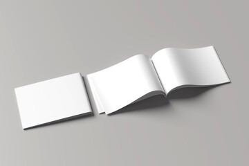 Open magazine with a glued binding. Vertical A4 format. 3d illustration.