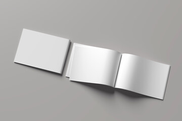 Open magazine with a glued binding. Vertical A4 format. 3d illustration.