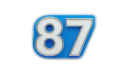 Number 87 on Blue Badge Isolated
