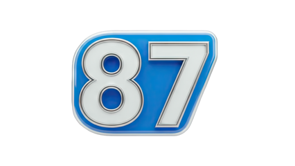 Number 87 on Blue Badge Isolated