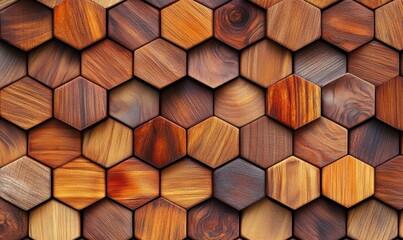 Hexagonal wood mosaic pattern for backgrounds textures and design projects