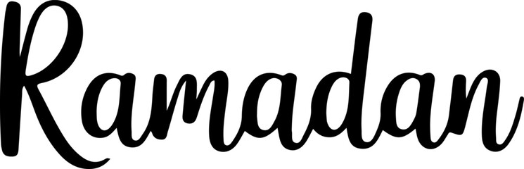 Elegant handwritten script Ramadan calligraphy isolated on white background for greeting card