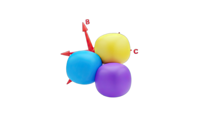 3D Spheres with Arrows: Conceptual Illustration on White