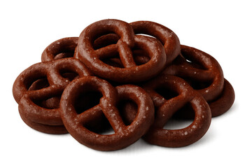 Pile of salty hard pretzels with crunchy texture on transparent background, offering a delicious snack or appetizer