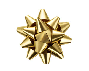 Golden gift bow isolated on transparent background