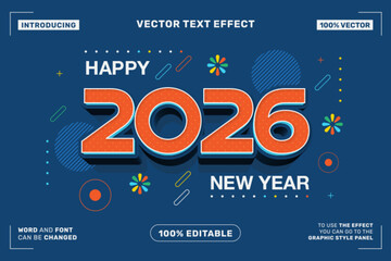 Happy New Year Editable Vector Text Effect