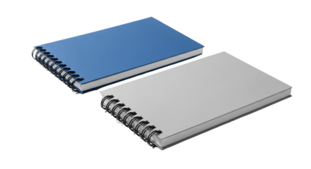 Isolated Blank Blue and Gray Spiral Bound Notebook Mockups