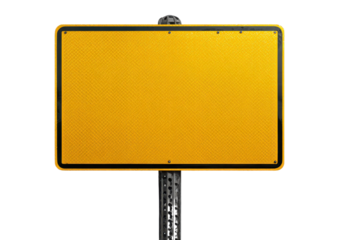 A yellow sign with a black border