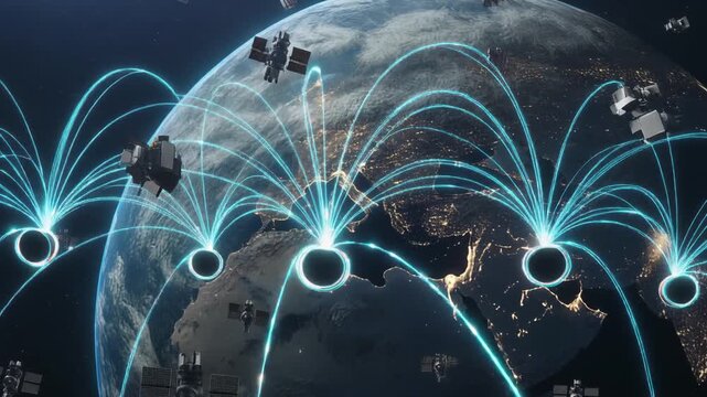 地球　通信衛星　ネットワーク　生成AI
