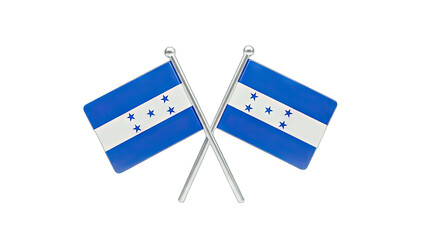 Honduras Flags Crossed on White Background
