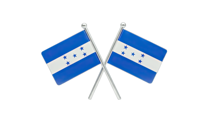 Honduras Flags Crossed on White Background