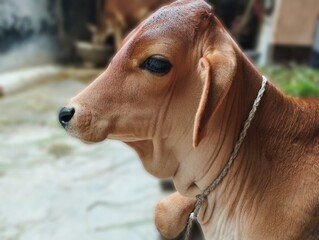 A Peaceful Side Profile of a Young Cow