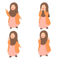Beautiful Faceless Muslim Character Set