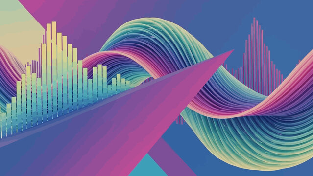 Vibrant Abstract Waves & Data Bars. Gradient Colors. Digital Design Background. Technology Concept. - Powered by Adobe