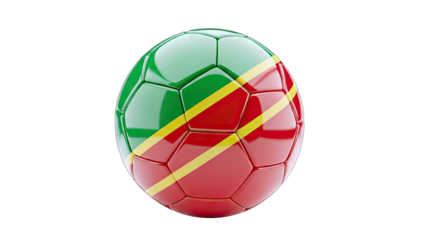 Soccer Ball with Republic of the Congo Flag on White