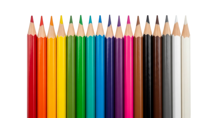 Set of multi colored art pencils isolated on a white background.