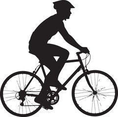 Obraz premium Silhouette of a person cycling with a helmet, showcasing active lifestyle and outdoor recreation. , Generative Ai