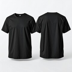 Blank black t-shirt, front and back view