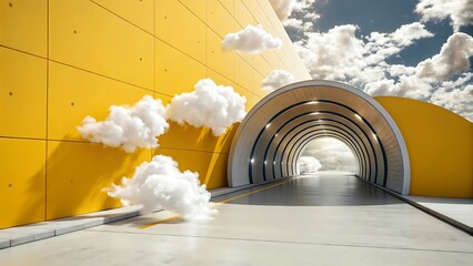 3D render abstract minimal yellow background with geometric shapes with shadow. AI GENERATED.
