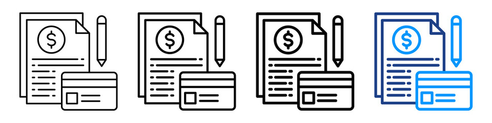Credit Report Icon Different Style Outline Collection Set.