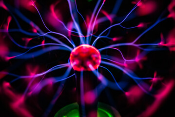 Abstract science background and object, electric lighting sphere ball.