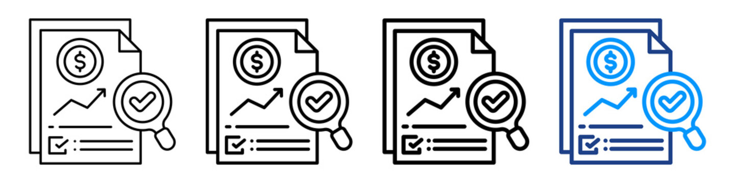 Income Verification Icon Different Style Outline Collection Set.