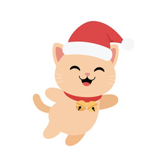 Cute cat mascot wearing a Santa hat