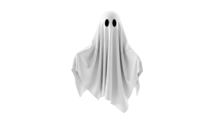 Classic White Sheet Ghost On Black Background