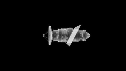Satellite 360 Rotation HUD Graphic Element – Loop Animation White Fresnel Hologram - Powered by Adobe