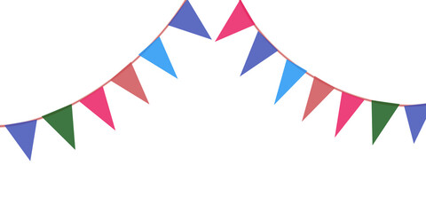 Obraz premium Bright multicolor pennant banners arranged beautifully for party decoration and festival celebrations