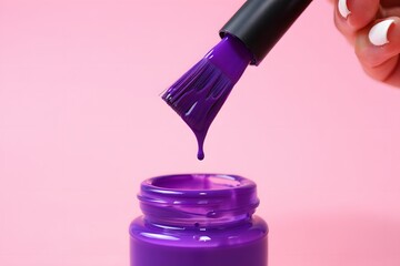 Purple Nail Polish Application