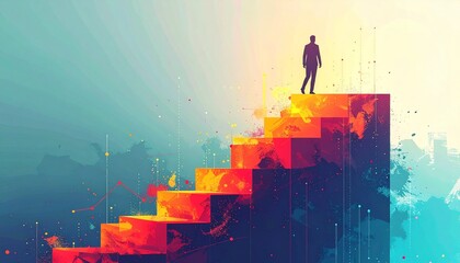Financial Success Staircase Metaphor Representing Business Growth and Progress
