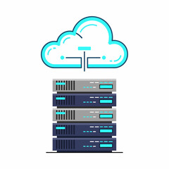 Cloud Computing Servers Data Storage and Network Connection Concept Illustration