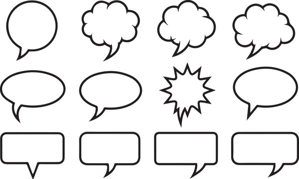 Collection of various speech bubbles and text boxes