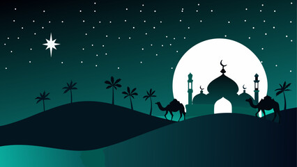 Journey of the wise men under starlit sky